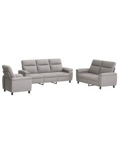 Set di divani 3 pcs Grigio Nuvola Tessuto 2