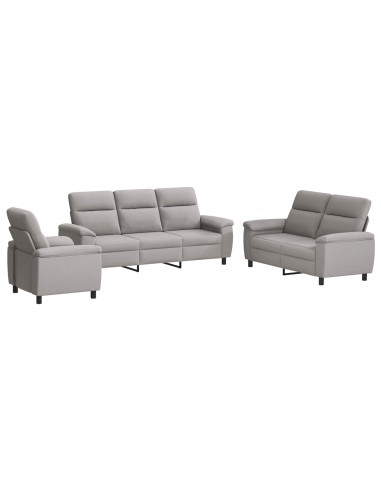 Set di divani 3 pcs Grigio Nuvola Tessuto
