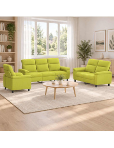 Set di divani 3 pcs Verde chiaro Tessuto