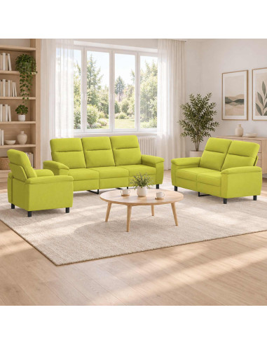 Set di divani 3 pcs Verde chiaro Tessuto