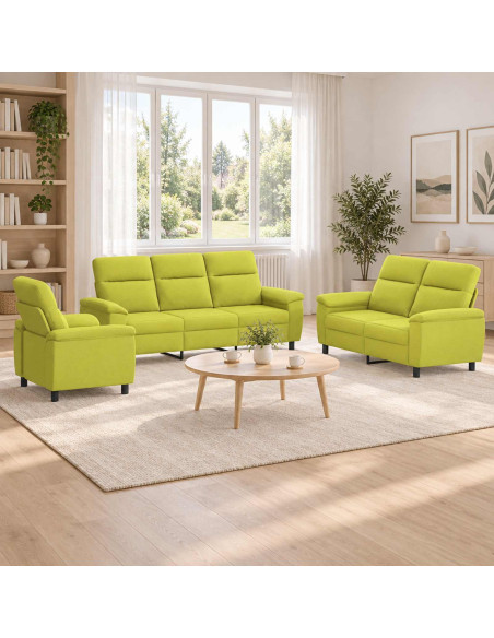 Set di divani 3 pcs Verde chiaro Tessuto