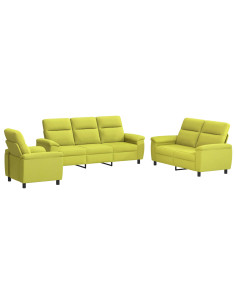 Set di divani 3 pcs Verde chiaro Tessuto 2