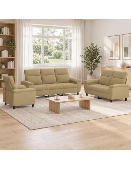 Set di divani 3 pcs Marrone Chiaro Tessuto