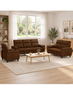 Set di divani 3 pcs Marrone Pelle Scamosciata Sintetica
