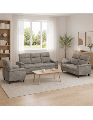 Set di divani 3 pcs Grigio Chiaro Pelle Scamosciata Sintetica
