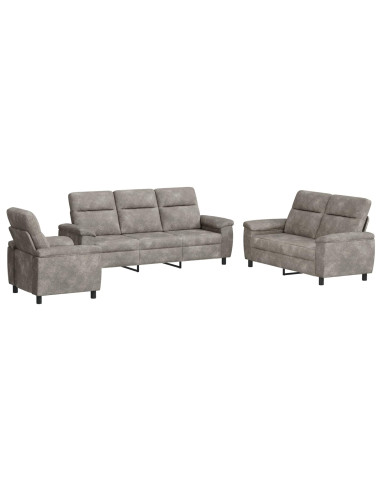 Set di divani 3 pcs Grigio Chiaro Pelle Scamosciata Sintetica