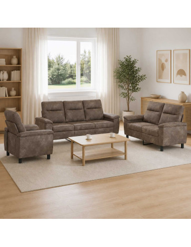 Set di divani 3 pcs Grigio Scuro Pelle Scamosciata Sintetica
