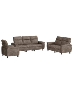 Set di divani 3 pcs Grigio Scuro Pelle Scamosciata Sintetica 2