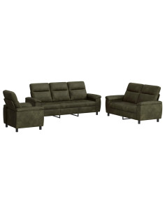 Set di divani 3 pcs Verde militare Pelle Scamosciata Sintetica 2