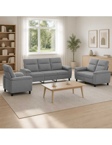 Set di divani 3 pcs Grigio Chiaro Tessuto