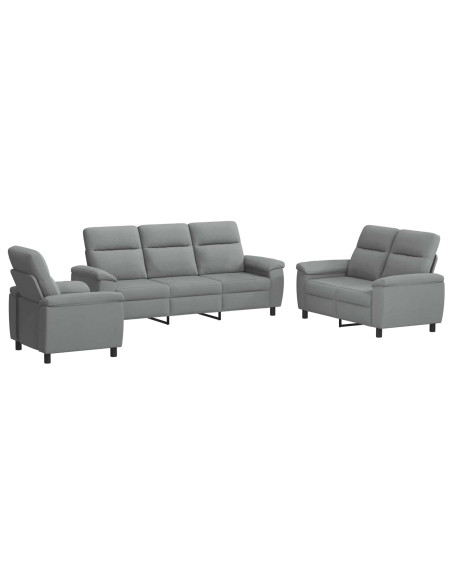 Set di divani 3 pcs Grigio Chiaro Tessuto