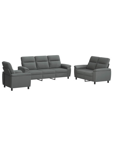 Set di divani 3 pcs Grigio Scuro Tessuto