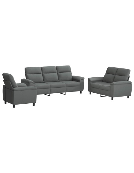 Set di divani 3 pcs Grigio Scuro Tessuto