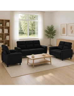 Set di divani 3 pcs Nero Tessuto