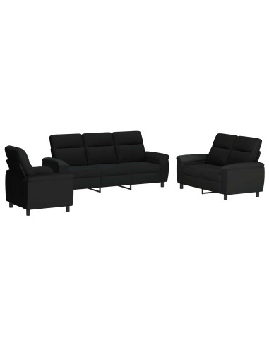 Set di divani 3 pcs Nero Tessuto