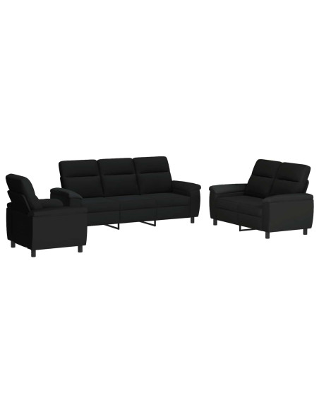 Set di divani 3 pcs Nero Tessuto