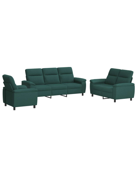 Set di divani 3 pcs Verde Scuro Tessuto