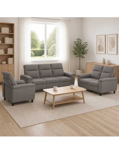 Set di divani 3 pcs Tortora Tessuto