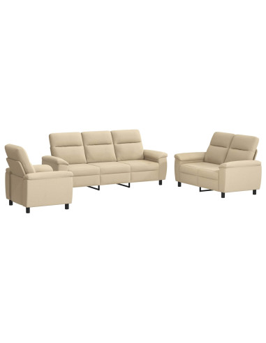 Set di divani 3 pcs Crema Tessuto