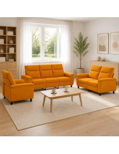 Set di divani 3 pcs Giallo Scuro Tessuto