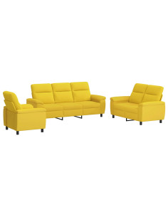 Set di divani 3 pcs Giallo Chiaro Tessuto 2