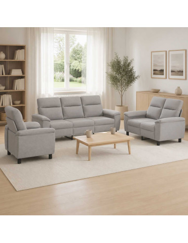 Set di divani 3 pcs Grigio Nuvola Tessuto