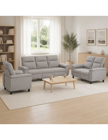 Set di divani 3 pcs Grigio Nuvola Tessuto