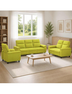 Set di divani 3 pcs Verde chiaro Tessuto