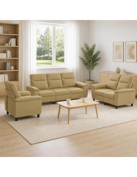 Set di divani 3 pcs Marrone Chiaro Tessuto