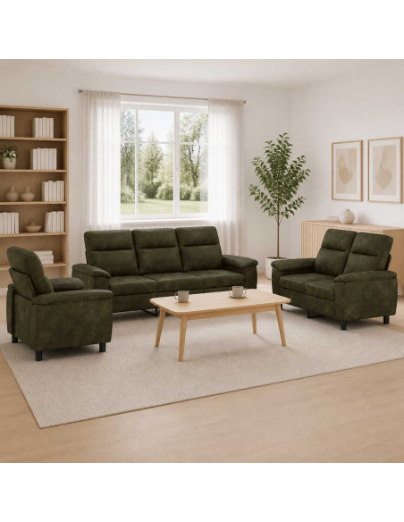 Set di divani 3 pcs Marrone Pelle Scamosciata Sintetica