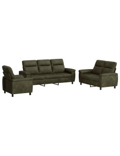 Set di divani 3 pcs Marrone Pelle Scamosciata Sintetica 2