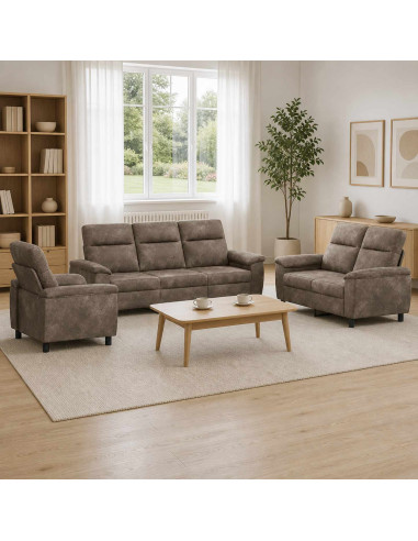 Set di divani 3 pcs Grigio Chiaro Pelle Scamosciata Sintetica