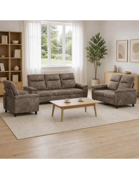 Set di divani 3 pcs Grigio Chiaro Pelle Scamosciata Sintetica