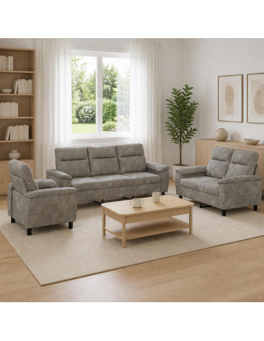 Set di divani 3 pcs Grigio Scuro Pelle Scamosciata Sintetica