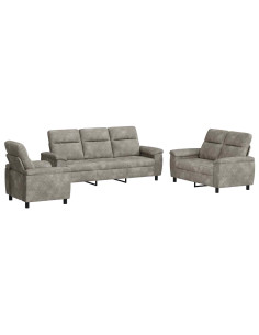 Set di divani 3 pcs Grigio Scuro Pelle Scamosciata Sintetica 2