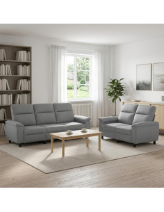 Set di divani 2 pcs Grigio Chiaro Tessuto