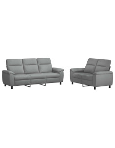 Set di divani 2 pcs Grigio Chiaro Tessuto 2