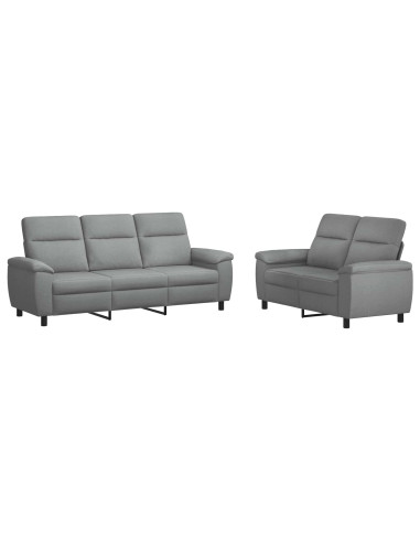 Set di divani 2 pcs Grigio Chiaro Tessuto