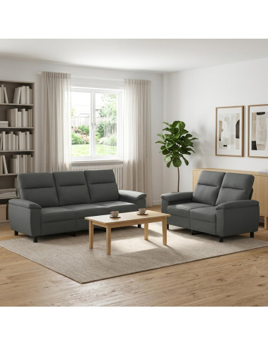 Set di divani 2 pcs Grigio Scuro Tessuto