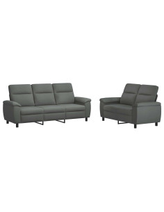 Set di divani 2 pcs Grigio Scuro Tessuto 2