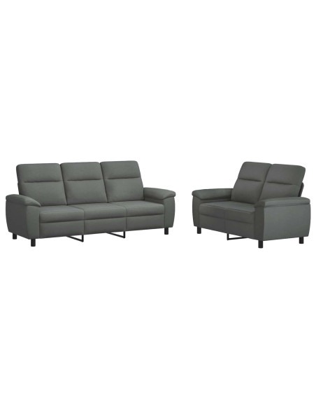 Set di divani 2 pcs Grigio Scuro Tessuto
