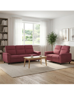 Set di divani 2 pcs Rosso Vino Tessuto