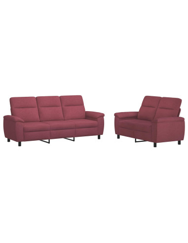 Set di divani 2 pcs Rosso Vino Tessuto