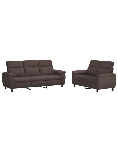 Set di divani 2 pcs Marrone Scuro Tessuto