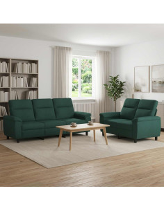 Set di divani 2 pcs Verde Scuro Tessuto
