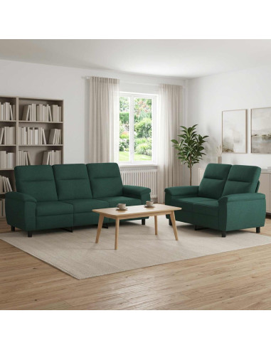 Set di divani 2 pcs Verde Scuro Tessuto
