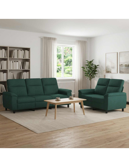 Set di divani 2 pcs Verde Scuro Tessuto