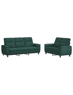 Set di divani 2 pcs Verde Scuro Tessuto 2