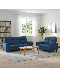 Set di divani 2 pcs Blu Tessuto
