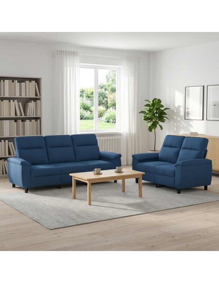 Set di divani 2 pcs Blu Tessuto